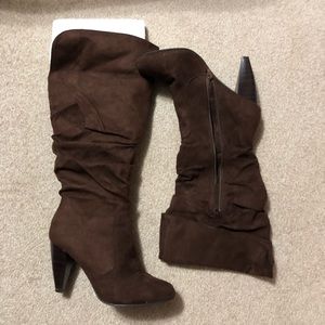 Brown suede boots